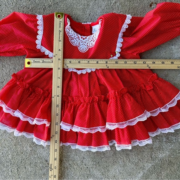 Red Lace Trim Kids Matching Set - Picture 6 of 10